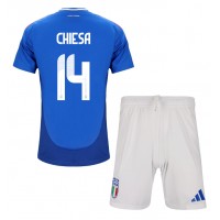 Camiseta Italia Federico Chiesa #14 Primera Equipación para niños Eurocopa 2024 manga corta (+ pantalones cortos)